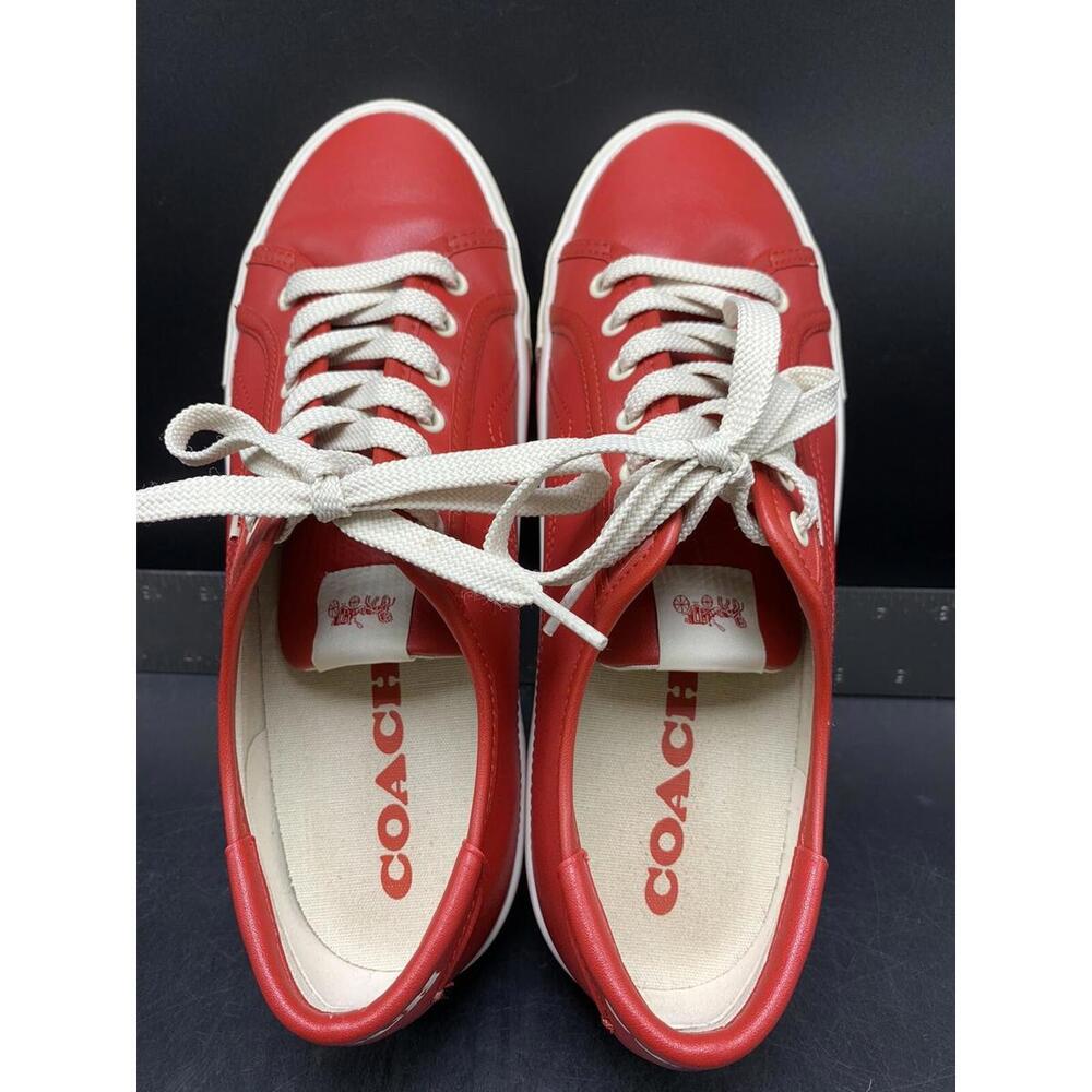 Red Coach Shoes Women's Lowline Leather Low Top Sneaker Size 8.5 B Red White - Picture 11 of 15